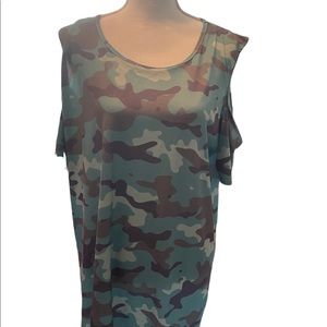 Camo cold shoulder shirt